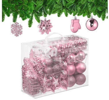 Relaxdays GmbH Weihnachtskugeln im 100er Set Rosa,Silber,Schwarz
