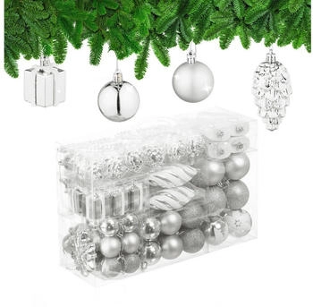 Relaxdays GmbH Weihnachtskugeln im 72er Set Silber,Schwarz