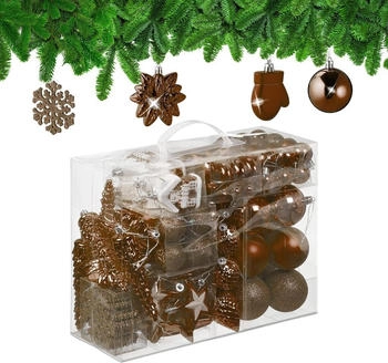 Relaxdays GmbH Weihnachtskugeln im 100er Set Braun,Silber,Schwarz