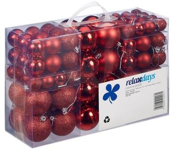 Relaxdays GmbH Weihnachtskugeln 100er Set Rot,Silber