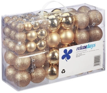 Relaxdays GmbH Weihnachtskugeln 100er Set Creme,Silber