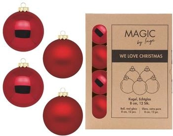 MAGIC by Inge Weihnachtskugeln Glas 8cm 12 Stück Ochsenblut