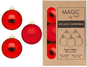 MAGIC by Inge Weihnachtsbaumkugel aus Glas 10cm 6 St. Merry Red