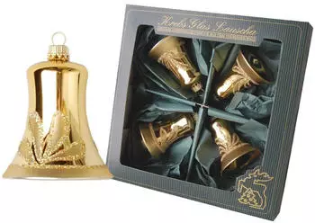 Krebs Lauscha Glocken 7cm 4 Stk. gold