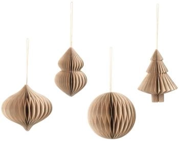 Broste Copenhagen CHRISTMASMIXPapierhängernaturalbrownSet4