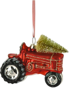 Gift Company Hänger Traktor mit Weihnachtsbaum rot 9cm (1 Stück)