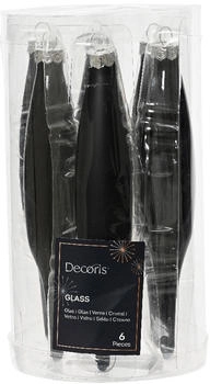 Kaemingk Christbaumschmuck Eiszapfen schwarz Glas 6er-Set 15 cm