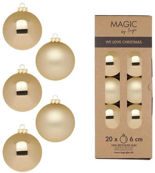 Inge-Glas Weihnachtskugeln Brokatgold Glas 20 Stück 6 cm