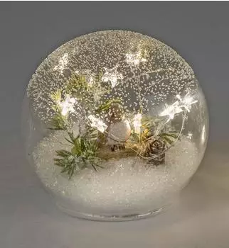 Formano Weihnachtskugel LED-Sterne Winterdeko Glas AAA Batterien Timer 12 cm