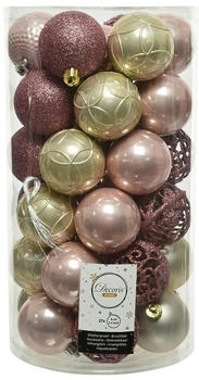 Decoris Weihnachtskugeln rosa Kunststoff Ornamente 37er-Set 6 cm