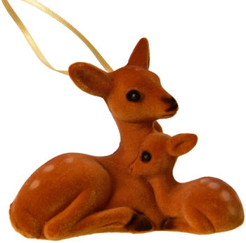 Kaemingk Christbaumschmuck Kunststoff Reh mit Rehkitz Figur Braun H x L x B ca. 9 x 10 x 5,5 cm