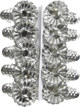 Decoris Baumkerzenhalter Metall mit Clip in Zapfenform 10er Set silber