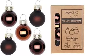 Inge-Glas Christbaumschmuck Weihnachtskugeln Glas 2cm 25 Stück - Cognac Diamond