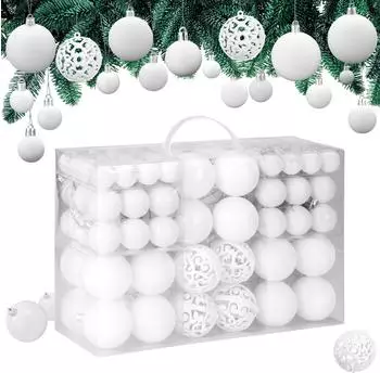 Deuba Weihnachtsbaumkugel 100-er Set Deko matt glänzend glitzer