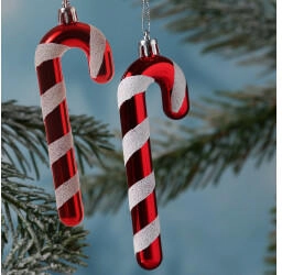Marelida Weihnachtsbaumschmuck ZUCKERSTANGE Christbaumschmuck bruchfest Baumanhänger glitzernd Weihnachtsbaumdeko H: 12cm rot, weiß 2er Set