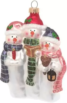 Krebs Lauscha Weihnachtsbaumschmuck - 3 singende Schneemänner ca. 15 cm
