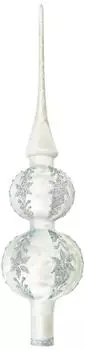 Krebs Lauscha Eislack Silber 30cm Baumspitze aus Glas, mundgeblasen und handdekoriert Glas KGL03383