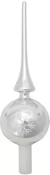 Krebs Lauscha Silber glanz 28cm Designer-Baumspitze aus Glas, mundgeblasen und handdekoriert Glas KGL03337