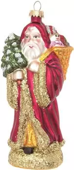 Krebs Lauscha Christbaumschmuck Glas Santa Geschenkkorb & Baum 17cm multicolor