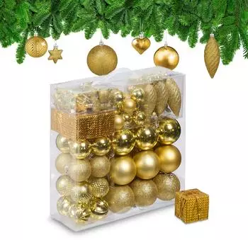 Relaxdays Weihnachtskugeln im 110er Set Gold,Silber