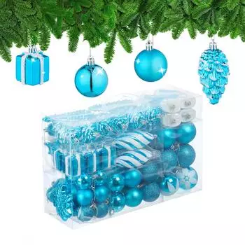 Relaxdays Weihnachtskugeln im 72er Set Weiß,Türkis