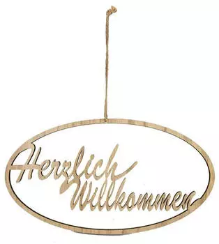 Riffelmacher + Weinberger Dekohänger Herzlich Willkommen oval 40 x 22 cm