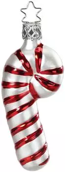 Inge-Glas Christbaumschmuck Glas Zuckerstange 9cm weiß / rot 1 Stück
