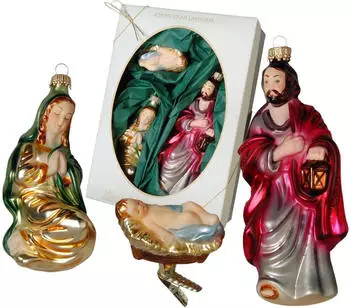 Krebs Lauscha Die Heilige Familie Baumschmuck 15cm Glas KGL74441