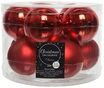 Kaemingk Kugelset 10-er weihnachtsrot, Glas, Ø6cm