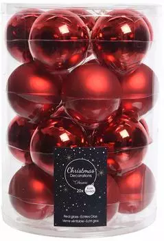 Kaemingk Kugelset 20-er weihnachtsrot, Glas, Ø6cm