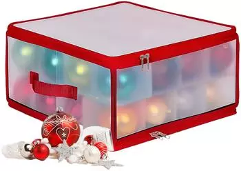 Relaxdays Weihnachtskugel Aufbewahrungsbox Rot,Transparent