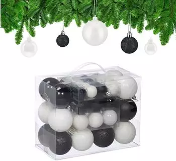 Relaxdays Weihnachtskugeln im Set Weiß,Schwarz,Silber