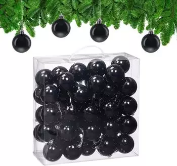 Relaxdays Weihnachtskugeln im 50er Set Schwarz,Silber