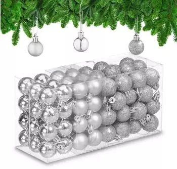 Relaxdays Weihnachtskugeln im 96er Set Silber