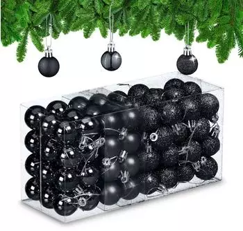 Relaxdays Weihnachtskugeln im 96er Set Schwarz,Silber