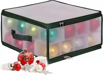 Relaxdays Weihnachtskugel Aufbewahrungsbox Grün,Transparent