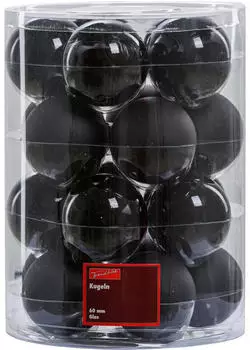 Trend Line Weihnachtskugeln aus Glas 6,0 cm schwarz 20 Stück