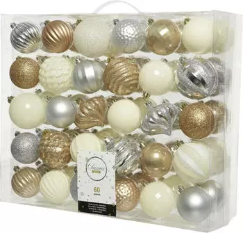 Kaemingk Weihnachtskugel aus Kunststoff - 60 Stück