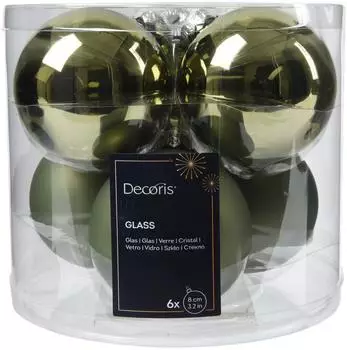 Kaemingk Kugelset 6-er Rosmarin, Glas, Ø8cm