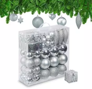 Relaxdays Weihnachtskugeln im 110er Set Silber