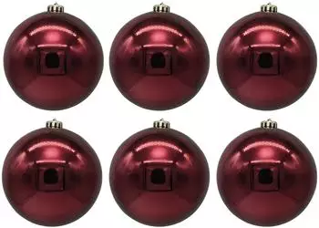 Annastore 6 x Weihnachtskugeln aus Kunststoff Ø 12 cm bordeaux glänzend