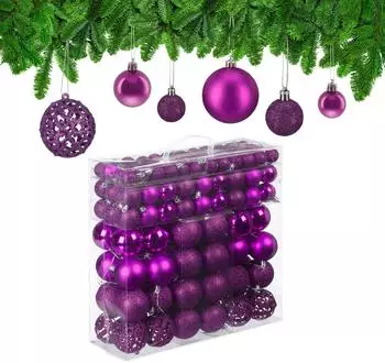 Relaxdays Weihnachtskugeln im 150er Set Pink,Silber