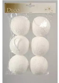 Kaemingk Schneebälle mit Hänger 8 cm - 6 Stück
