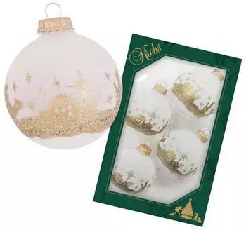Krebs Lauscha Frost 7cm Glaskugel mit Banddekor Bethlehem Glas CBK72826