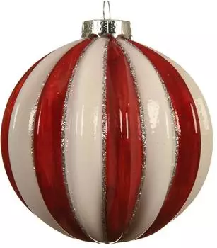 Kaemingk Kugel rot/weiss, Glas, Ø8cm