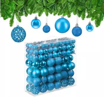 Relaxdays Weihnachtskugeln im 150er Set Silber,Türkis