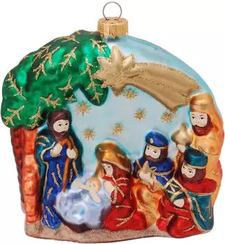 Krebs Lauscha Multicolor 10cm WeihnachtsKrippe aus Glas, mundgeblasen und aufwendig handdekoriert Glas CBK01119