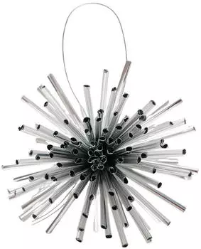 Boltze Weihnachtsanhänger Sprinkle, 6 tlg. - Rund, H 8,00 cm, D 8,00 cm, silber