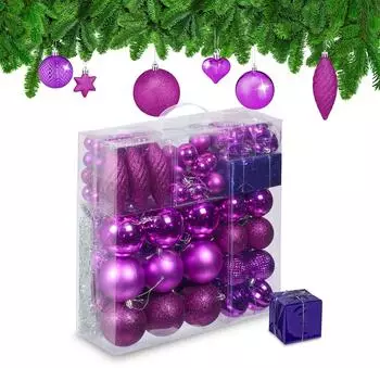 Relaxdays Weihnachtskugeln im 110er Set Pink,Silber