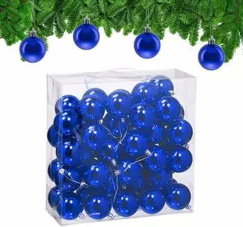 Relaxdays Weihnachtskugeln im 50er Set Blau,Silber